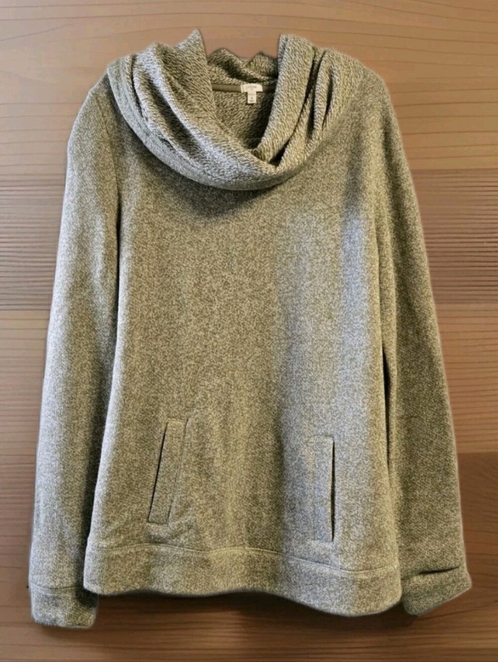 Women's J. Crew Factory Cowl Neck Sweater Size Small Green white Knit Pullover